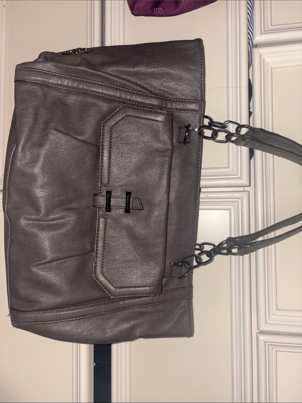 Vera Wang Dark Brown Leather Shoulder Tote